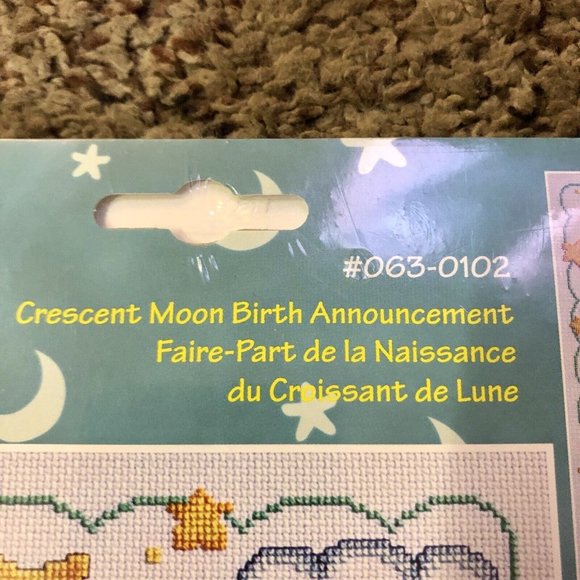 Janlynn Counted Cross Stitch Kit NEW Crescent Moon Birth Announcement 063-0102 - Picture 4 of 8